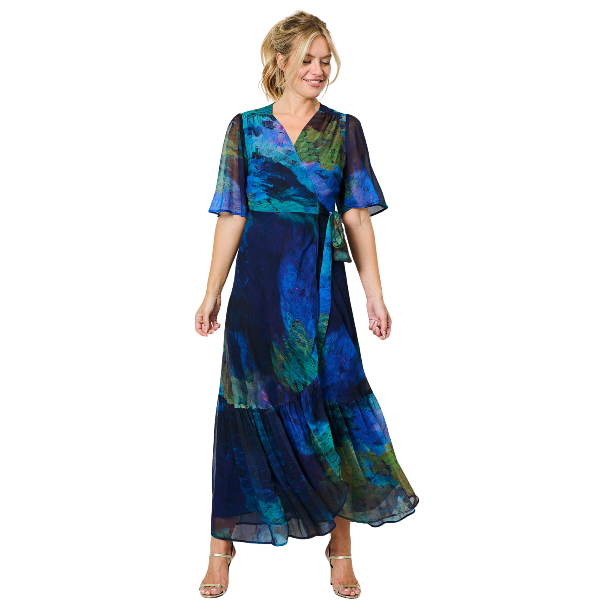 Womens Hope & Ivy Blue The Jacqueline Wrap Dress