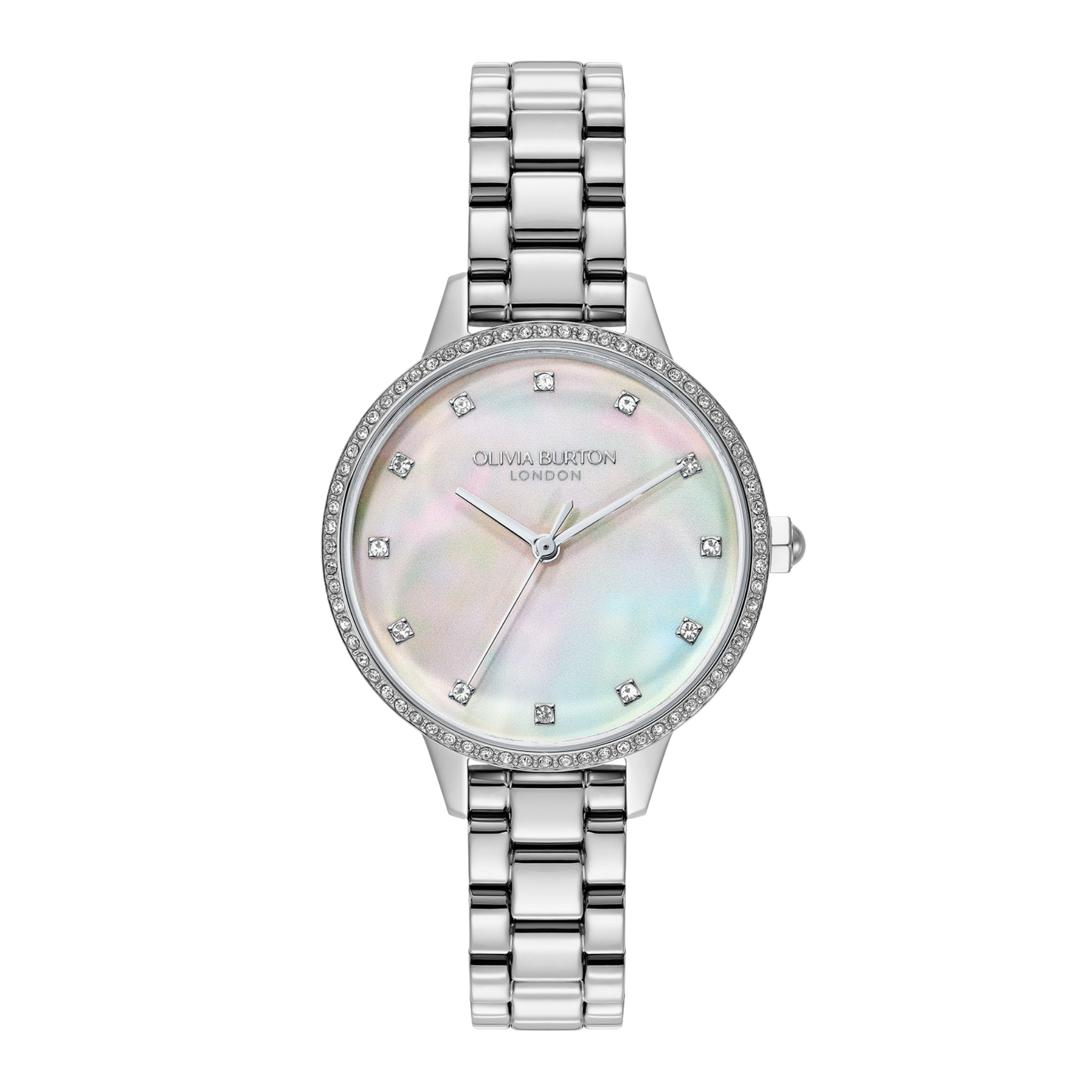 Womens Olivia Burton Silver/Pearlized Dial Captivate Bracelet Watch