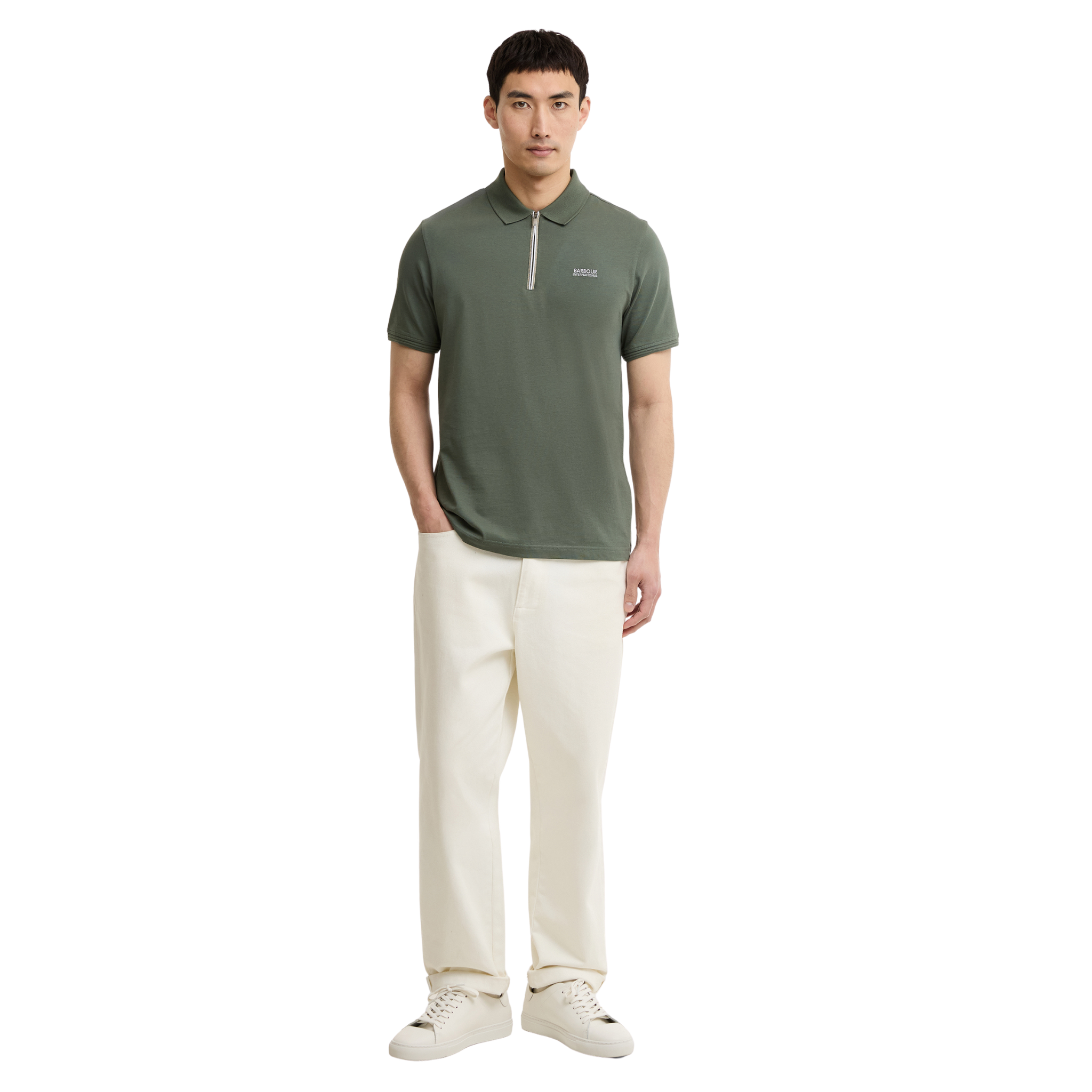 Mens Barbour International Thyme Ashmann Zip S/s Polo Shirt