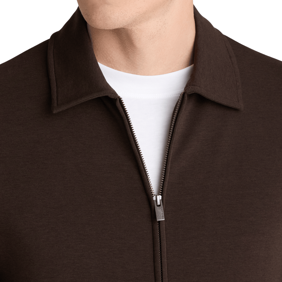 Mens Remus Uomo Dark Brown Jersey Zip Overshirt