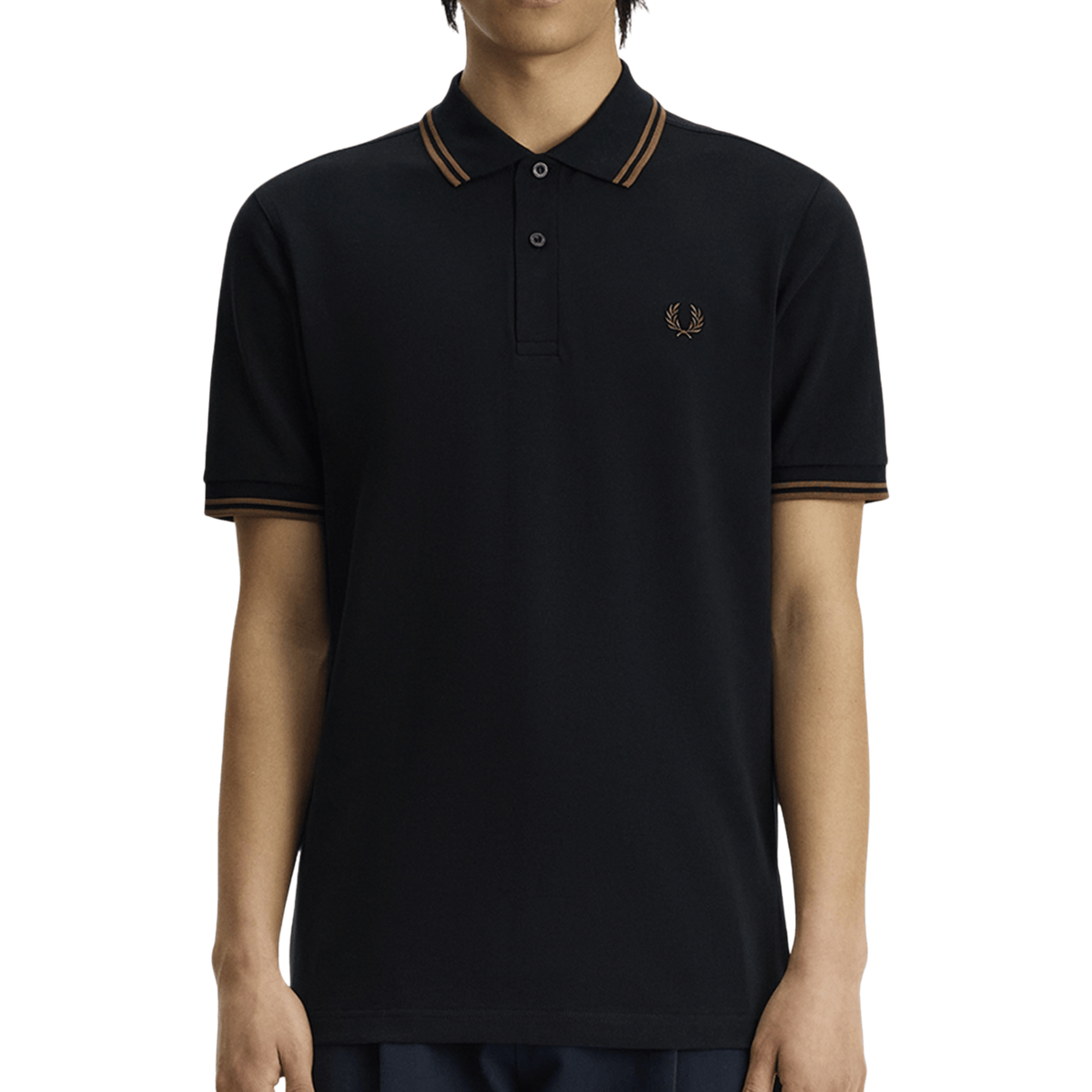 Mens Fred Perry Navy/Bronze Twin Tipped S/s Polo