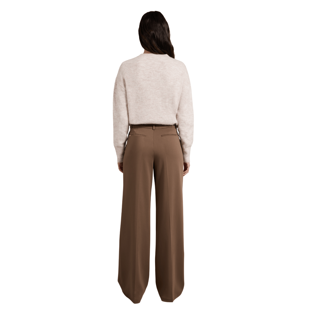 Womens Holland Cooper Mocha Pleated Wide Leg Trousers