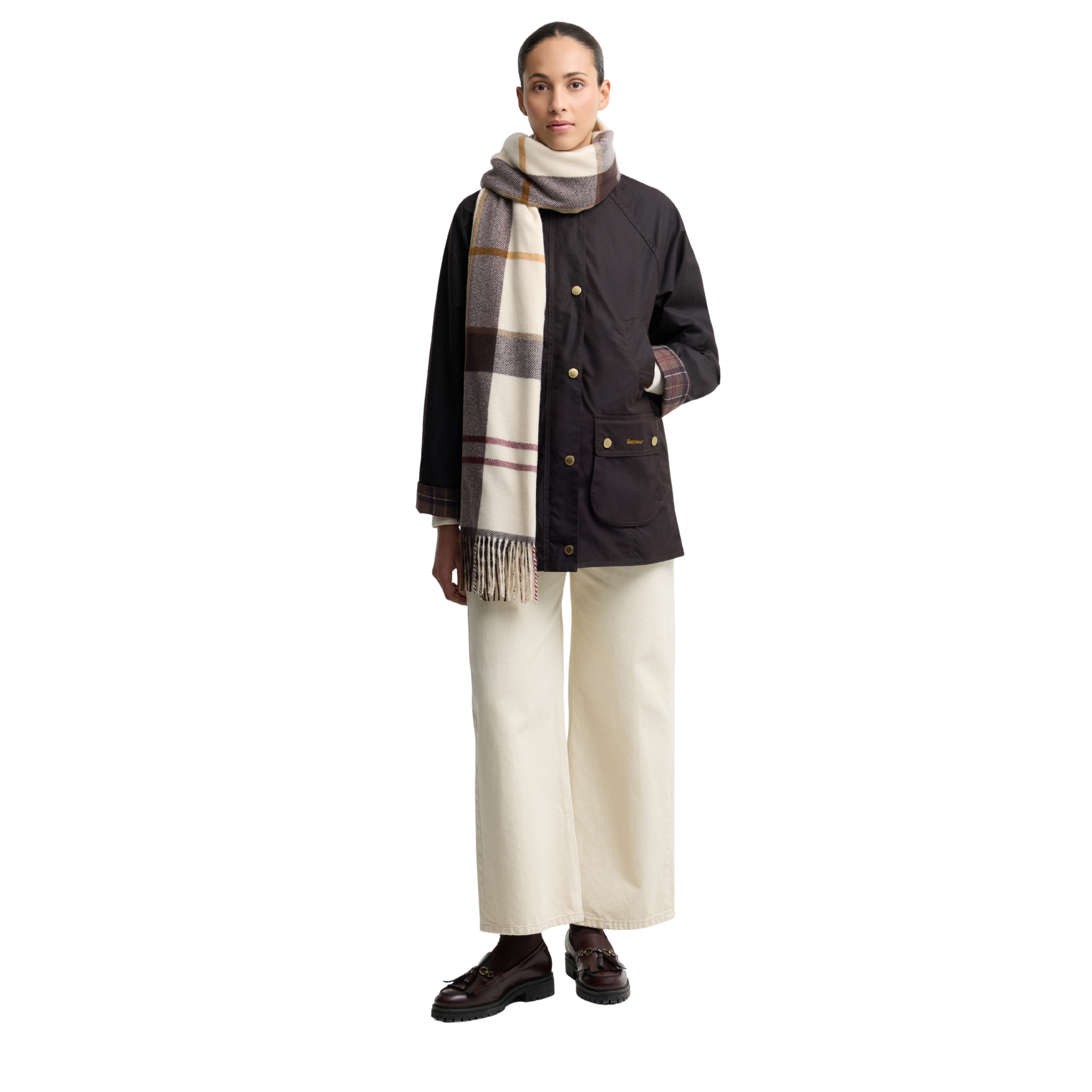Womens Barbour Light Muted Tartan Harriet Tartan Scarf