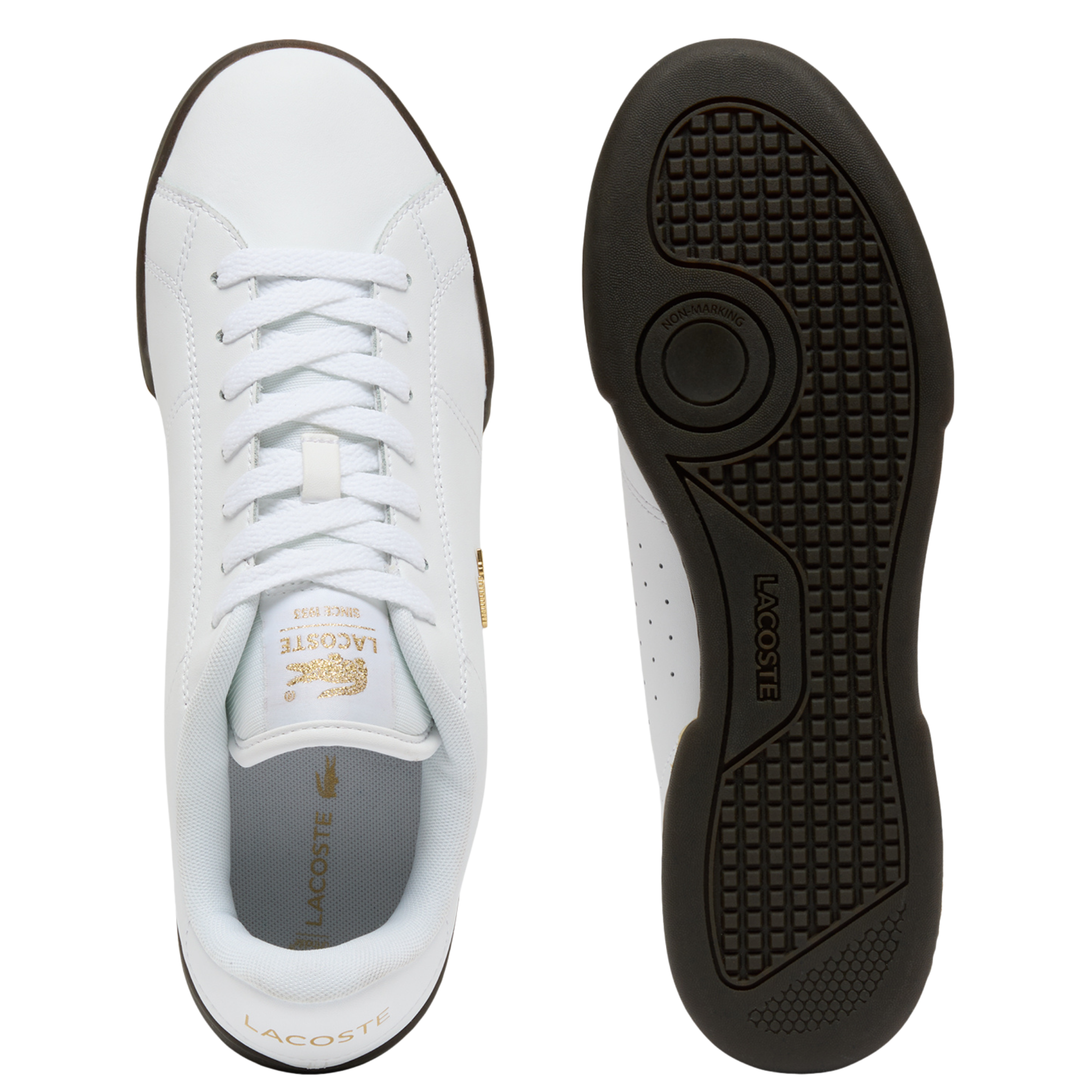 Mens Lacoste White/Dark Gum Carnaby Cup Trainers