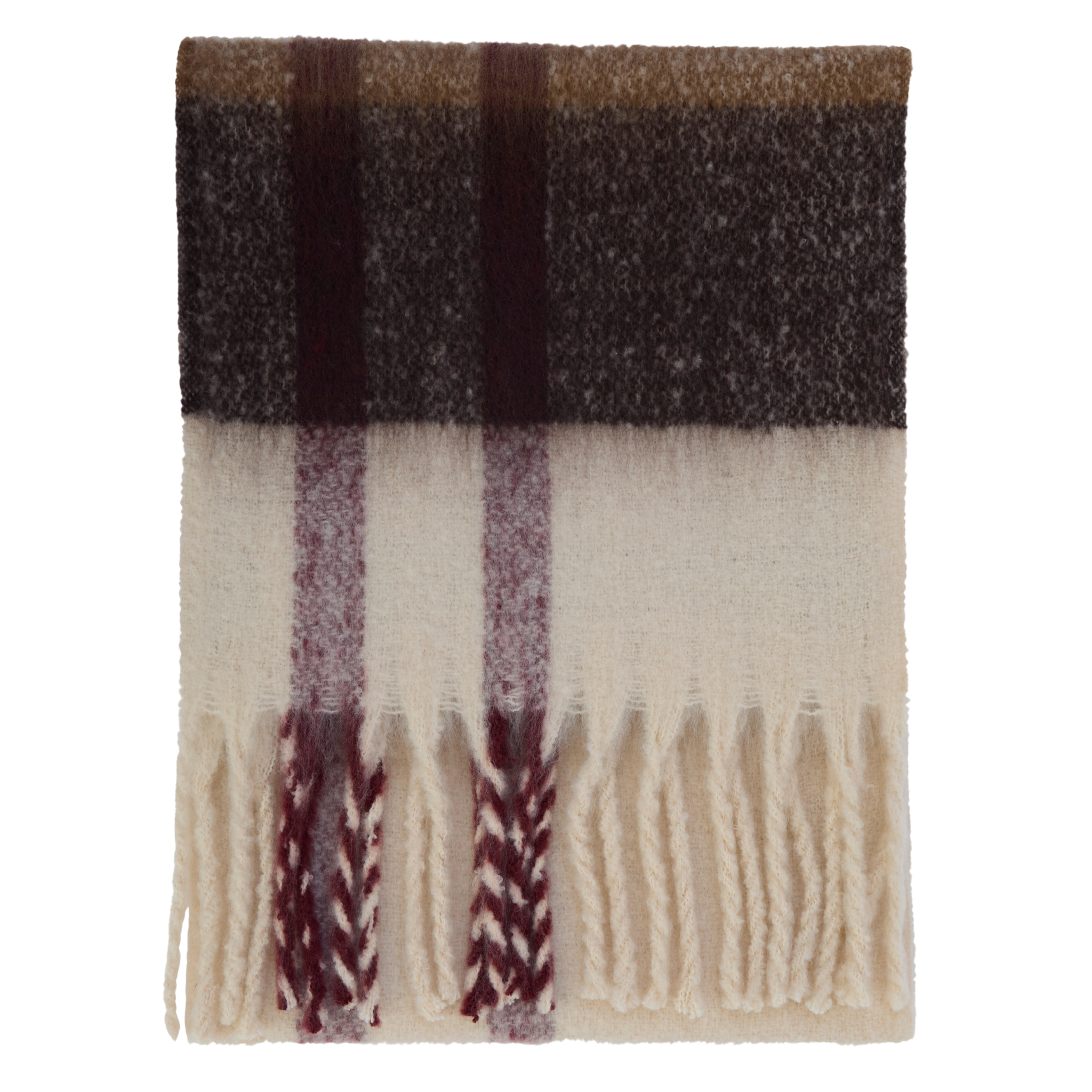Womens Barbour Ecru Muted Tartan Isla Boucle Scarf