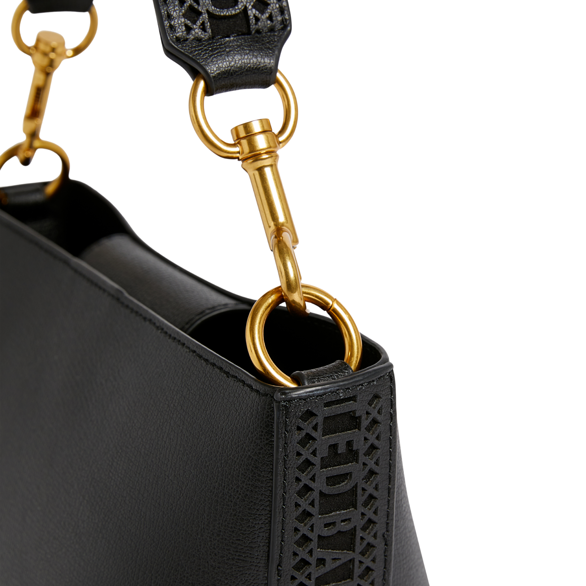 Womens Ted Baker Black Leolaa Lace Tape Small Bucket Bag