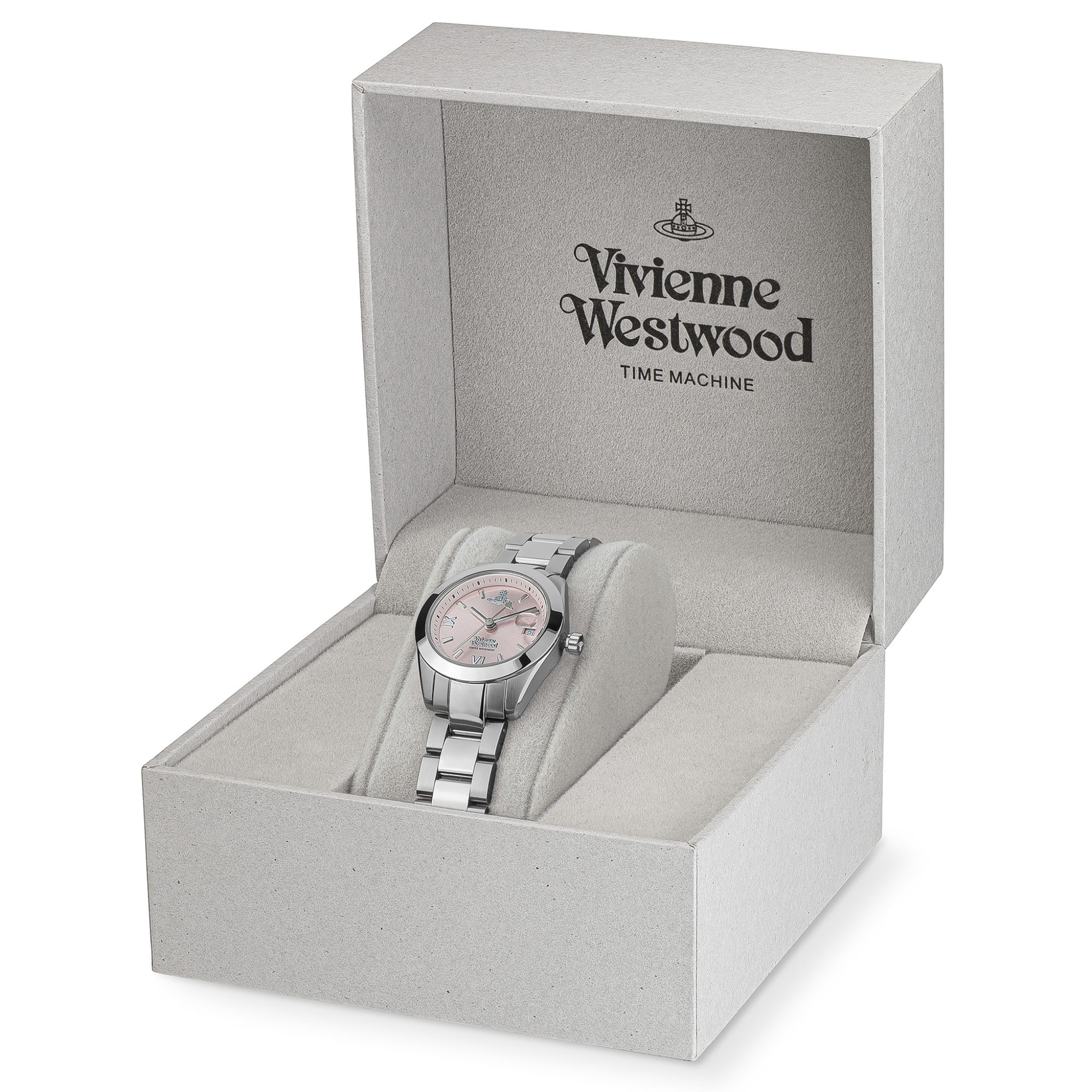 Womens Vivienne Westwood Silver/Pink Fenchurch Bracelet Watch
