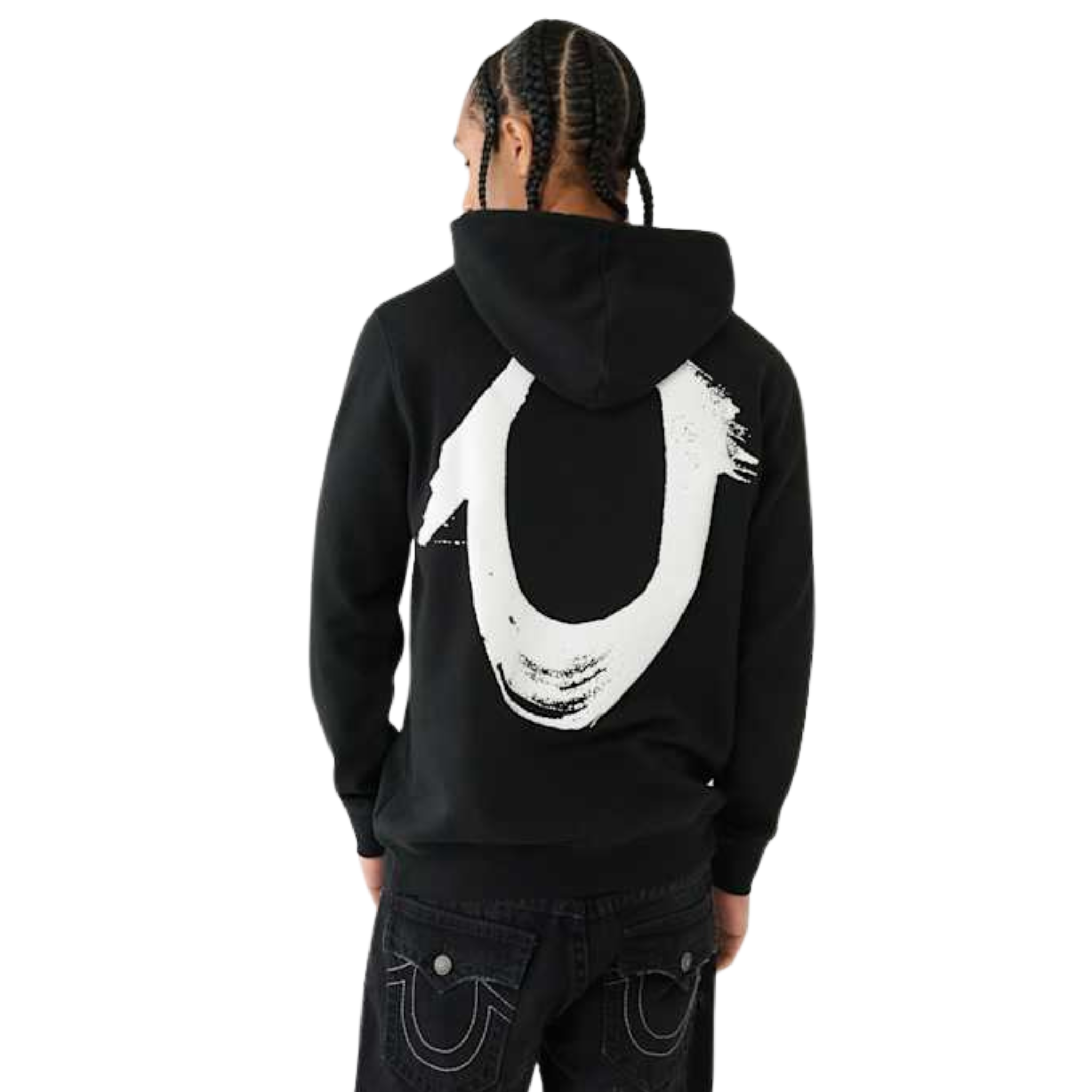 Mens True Religion Jet Black Painted HS Hoodie
