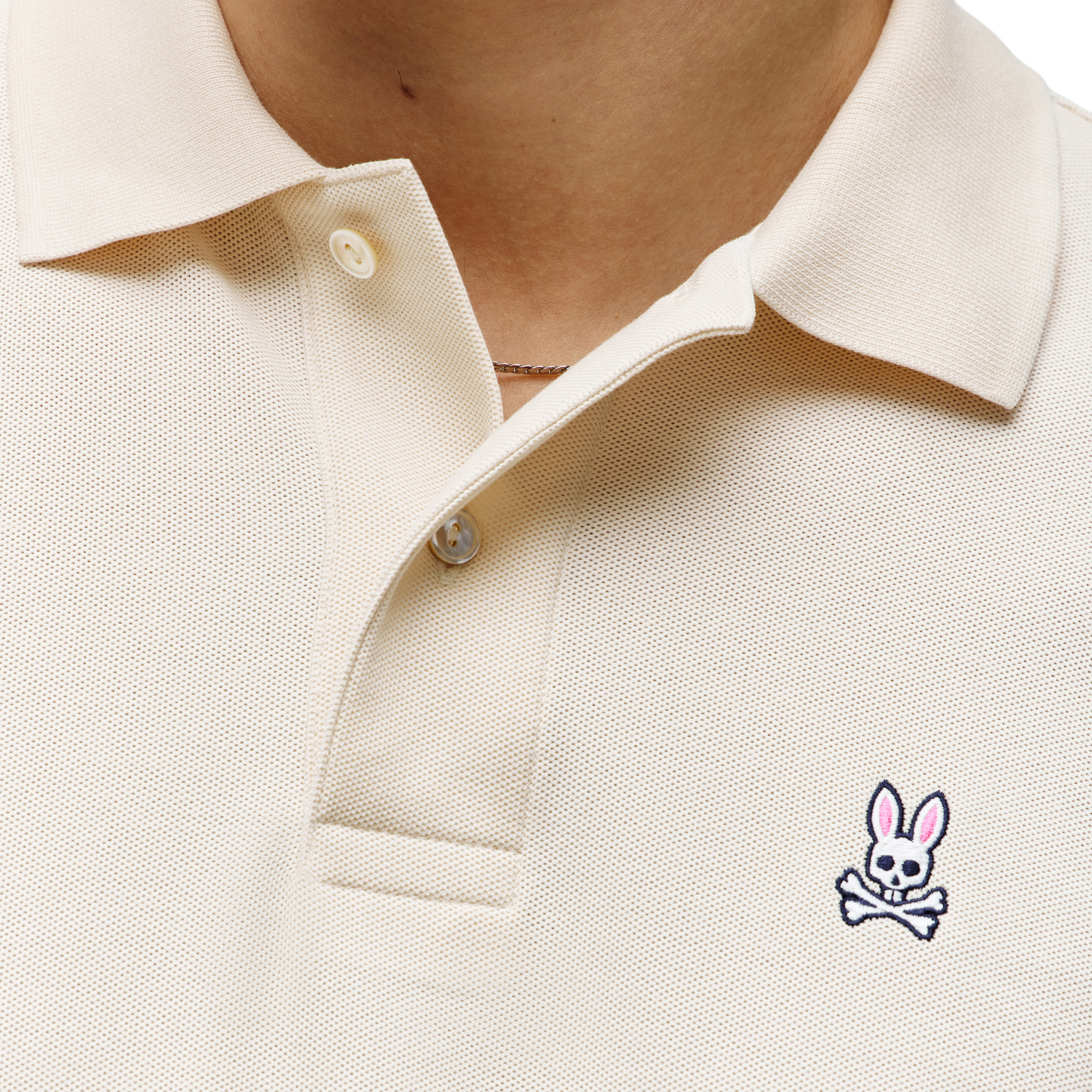 Mens Psycho Bunny White Cap Grey Classic Pique S/s Polo