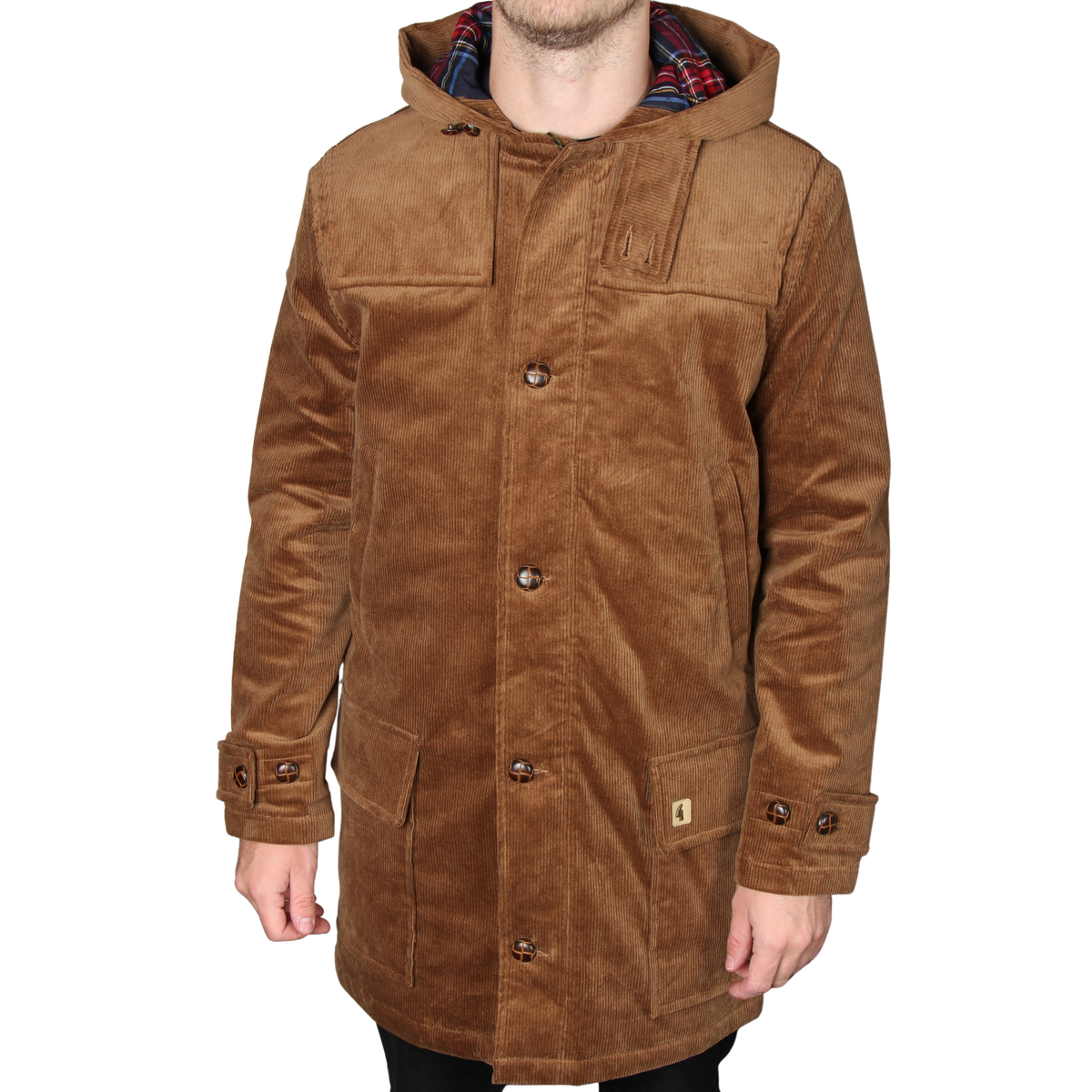 Mens Gabicci Vintage Caramel Chuck Cord Duffle Coat