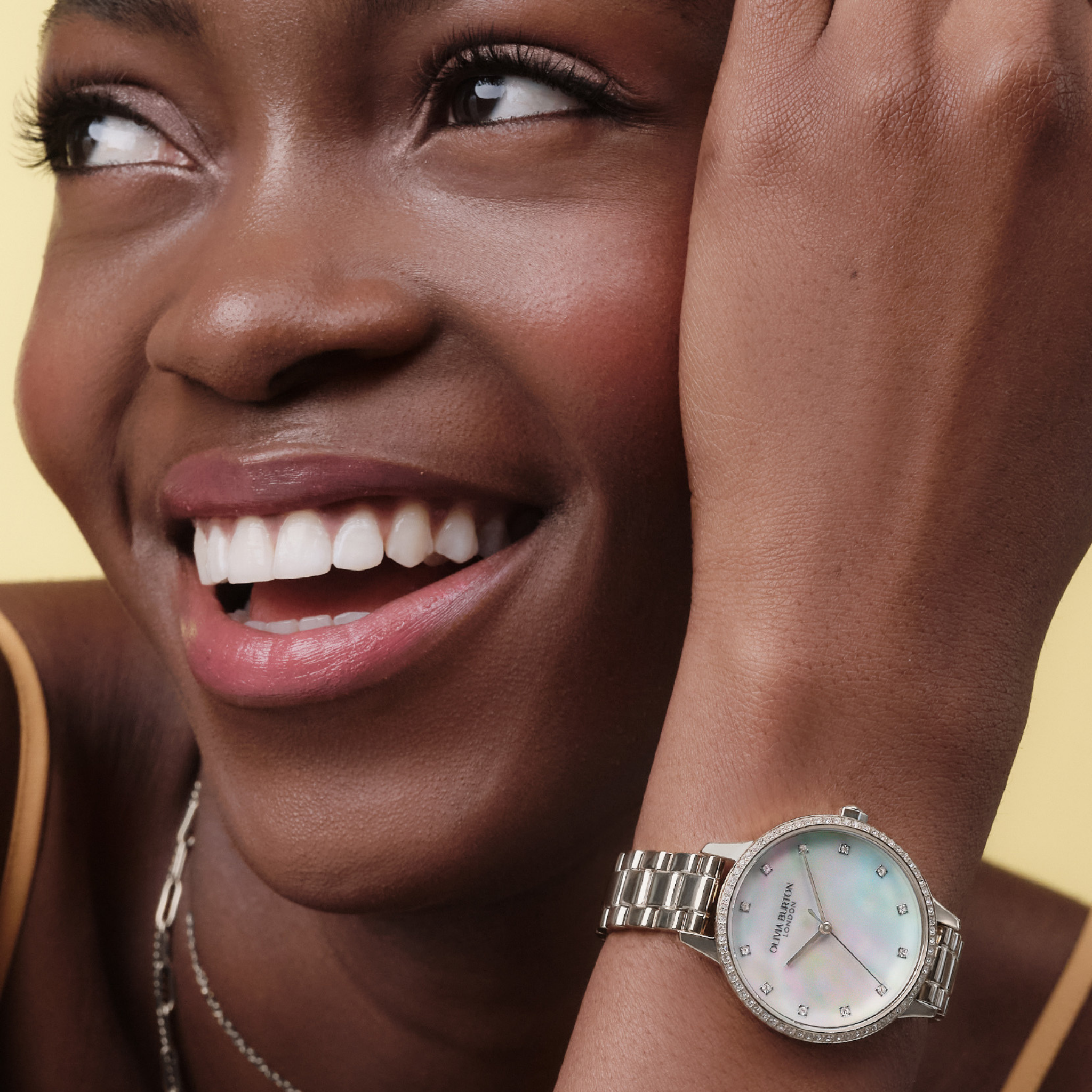 Womens Olivia Burton Silver/Pearlized Dial Captivate Bracelet Watch