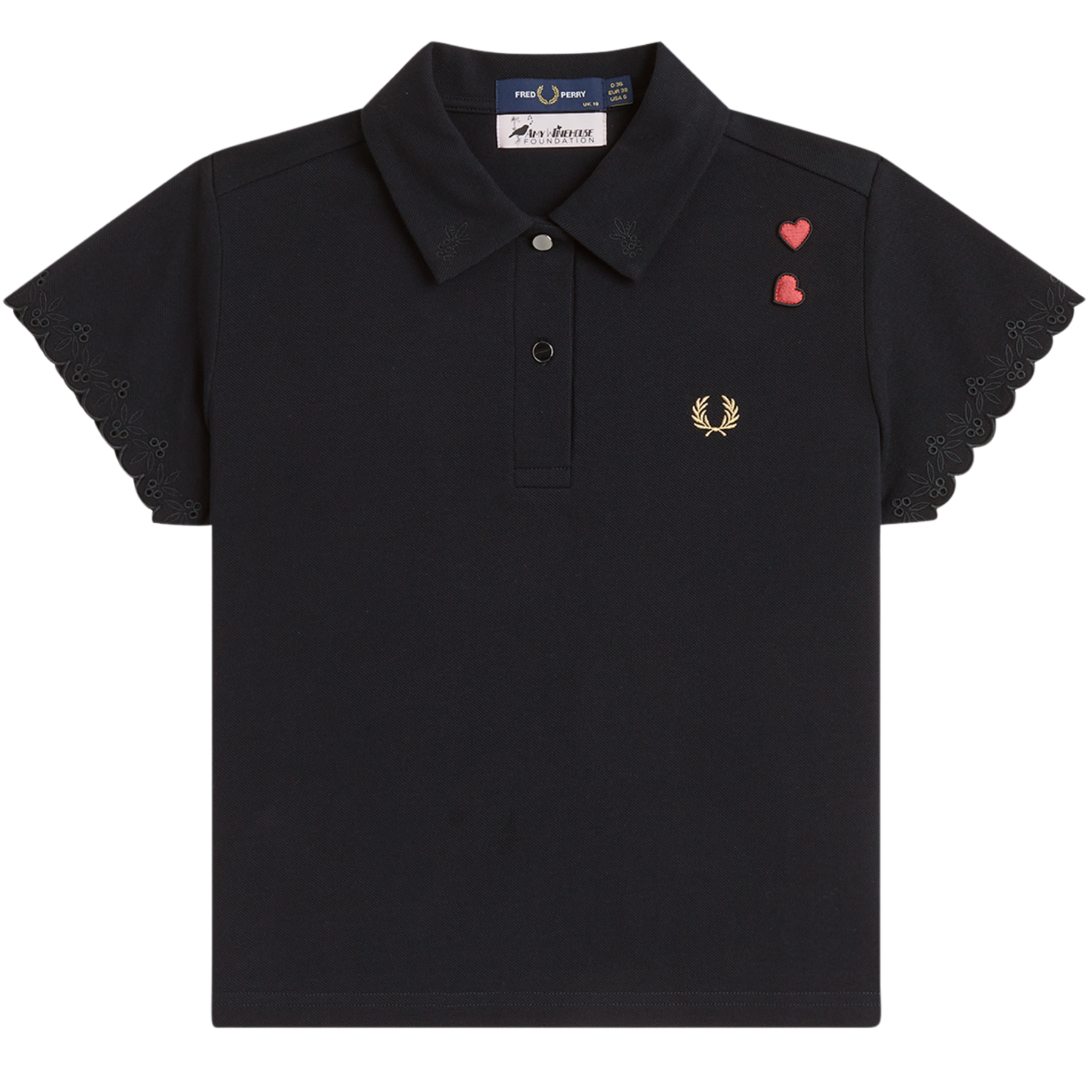 Womens Fred Perry x AW Black Embroidered Detail S/s Polo Shirt