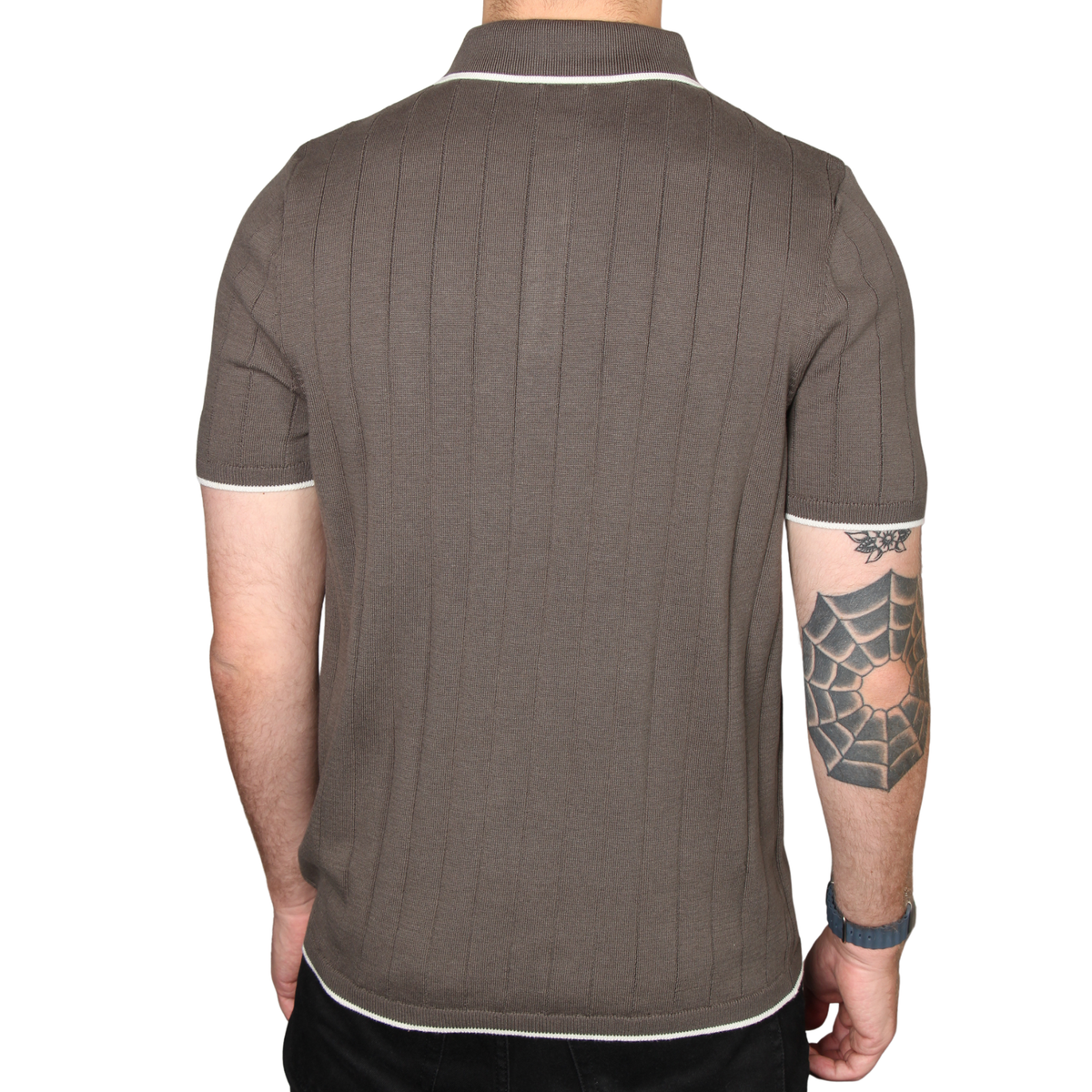 Mens Fila Gunmetal Santino Drop Needle Knitted S/s Polo