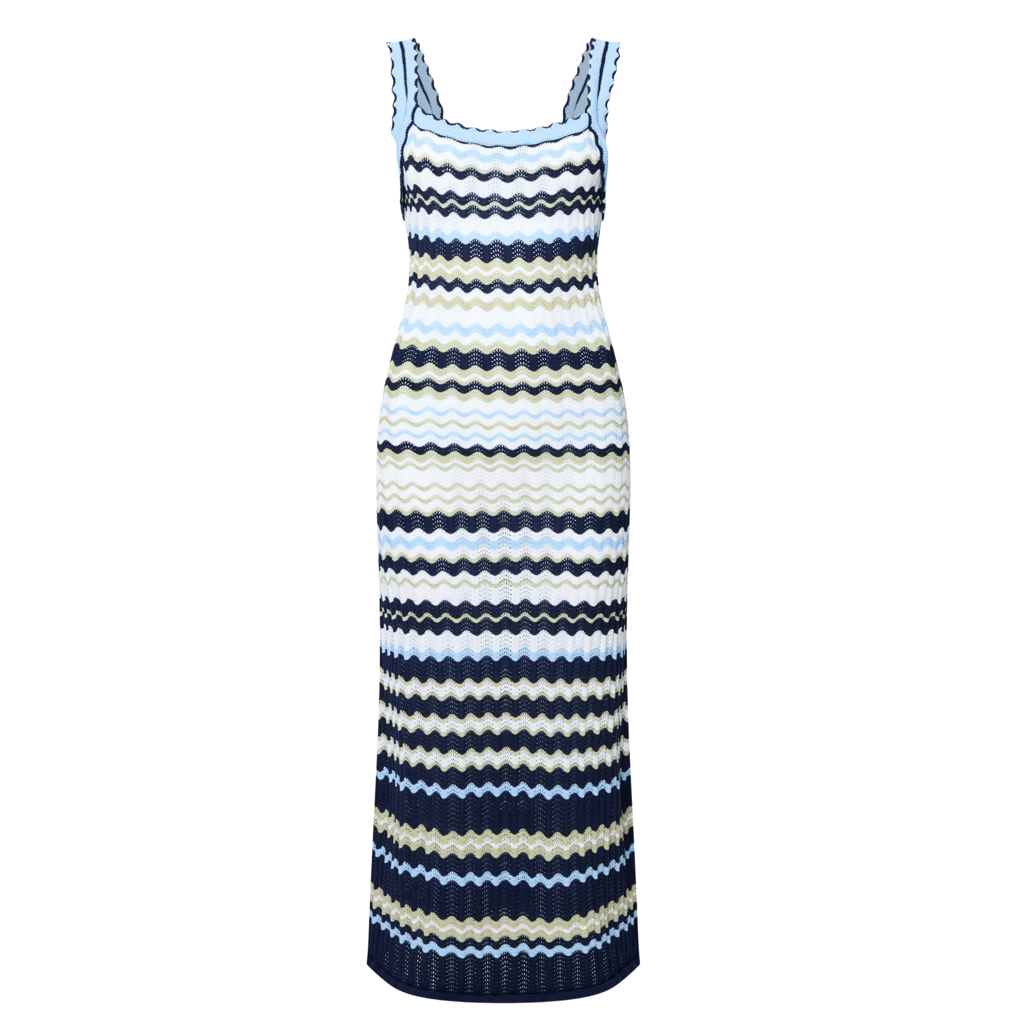 Womens French Connection Blue/White London Knit Midi Dress