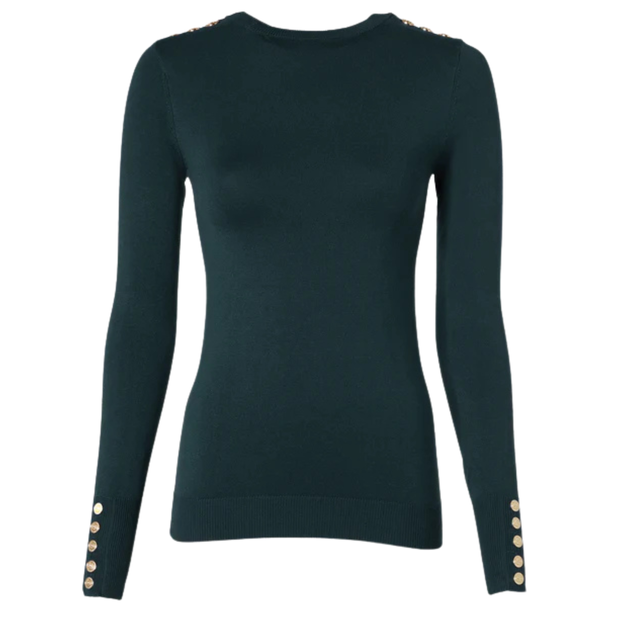 Womens Holland Cooper Deep Emerald Buttoned Crew Neck Knit