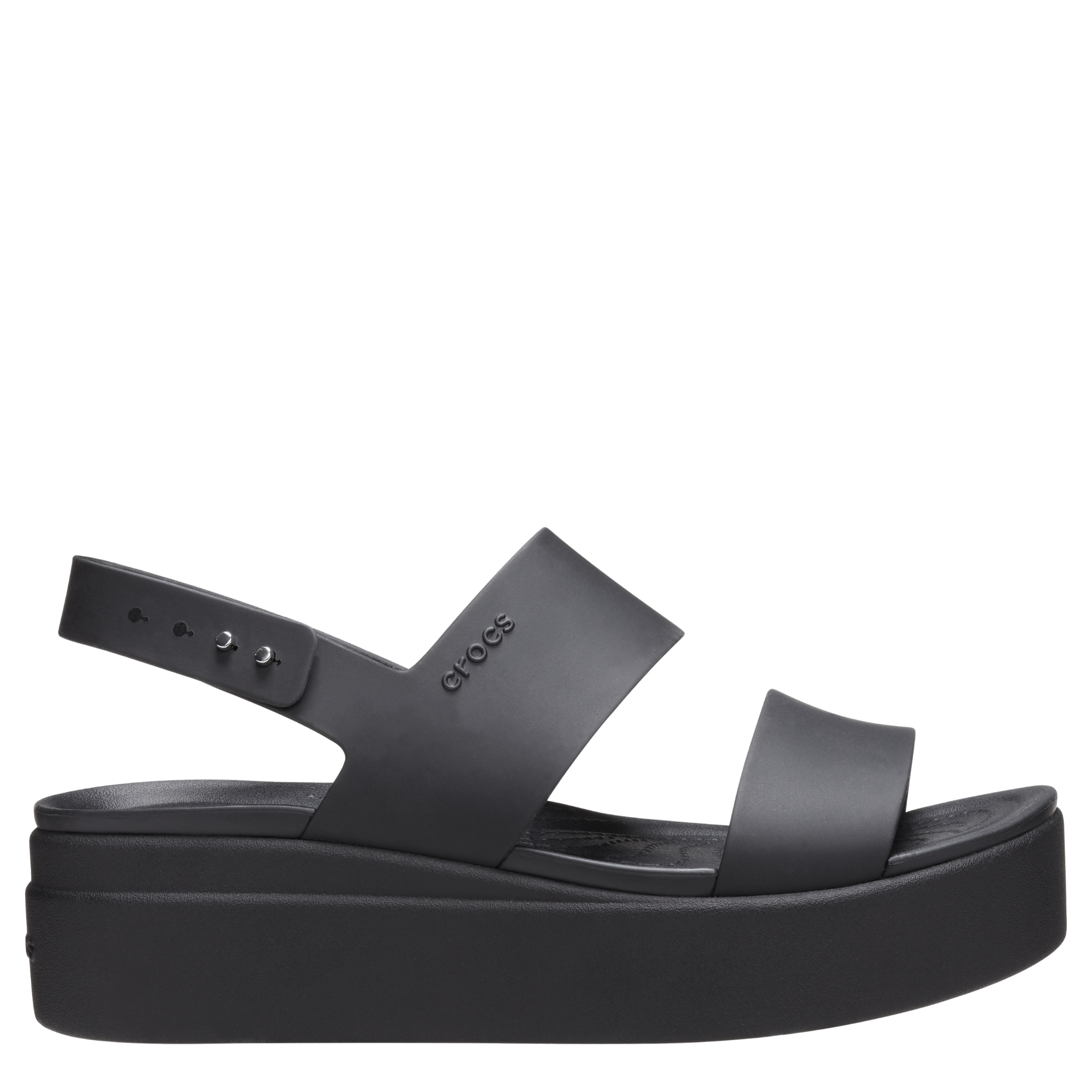 Womens Crocs Black Brooklyn Low Wedge Sandals
