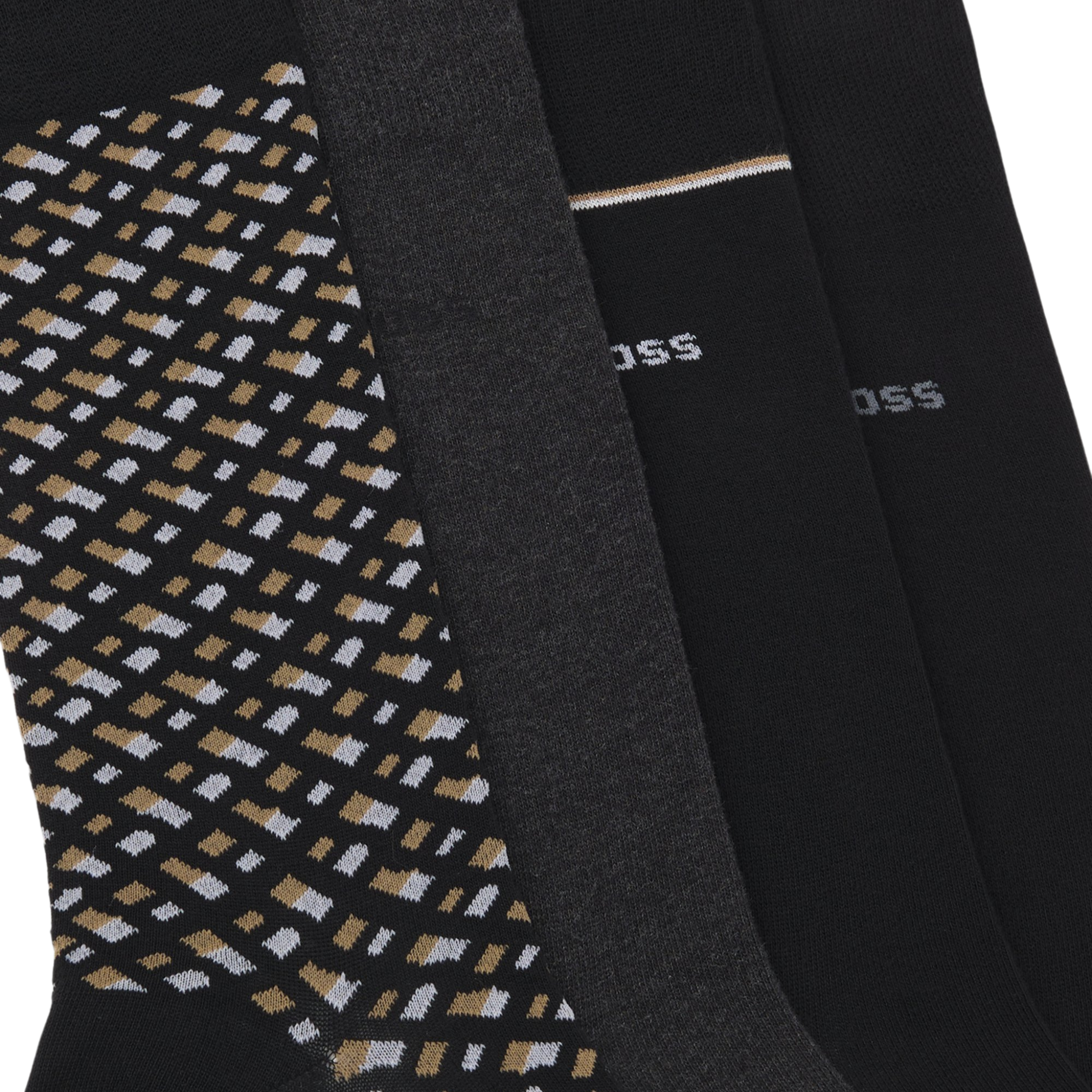Mens BOSS Black 4PK RS Gift Monogram Socks