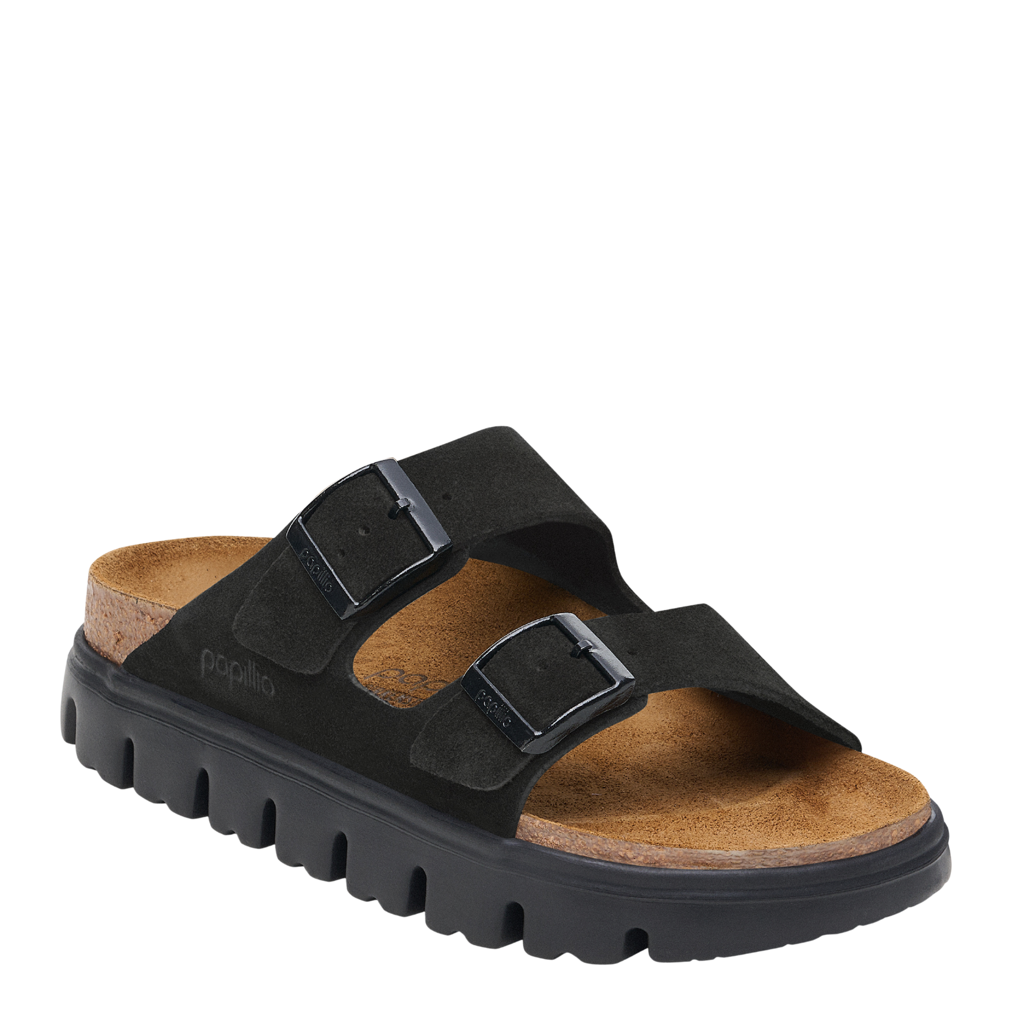 Womens Birkenstock Black Arizona Chunky Suede Sandals