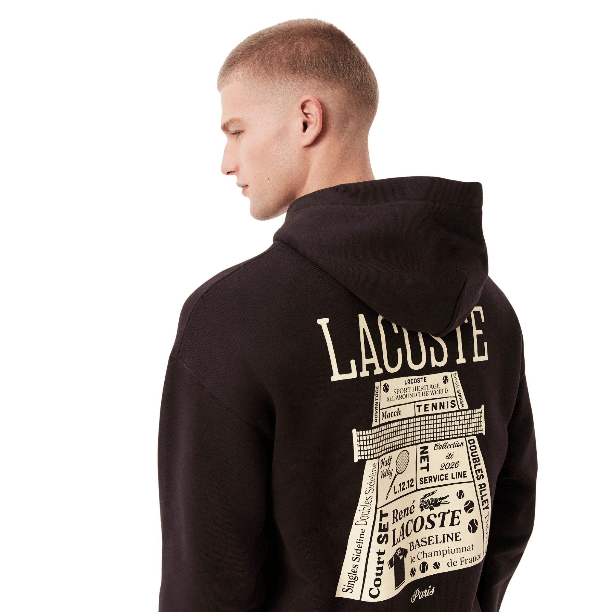 Mens Lacoste Brown Loose Fit Back Print Hoodie