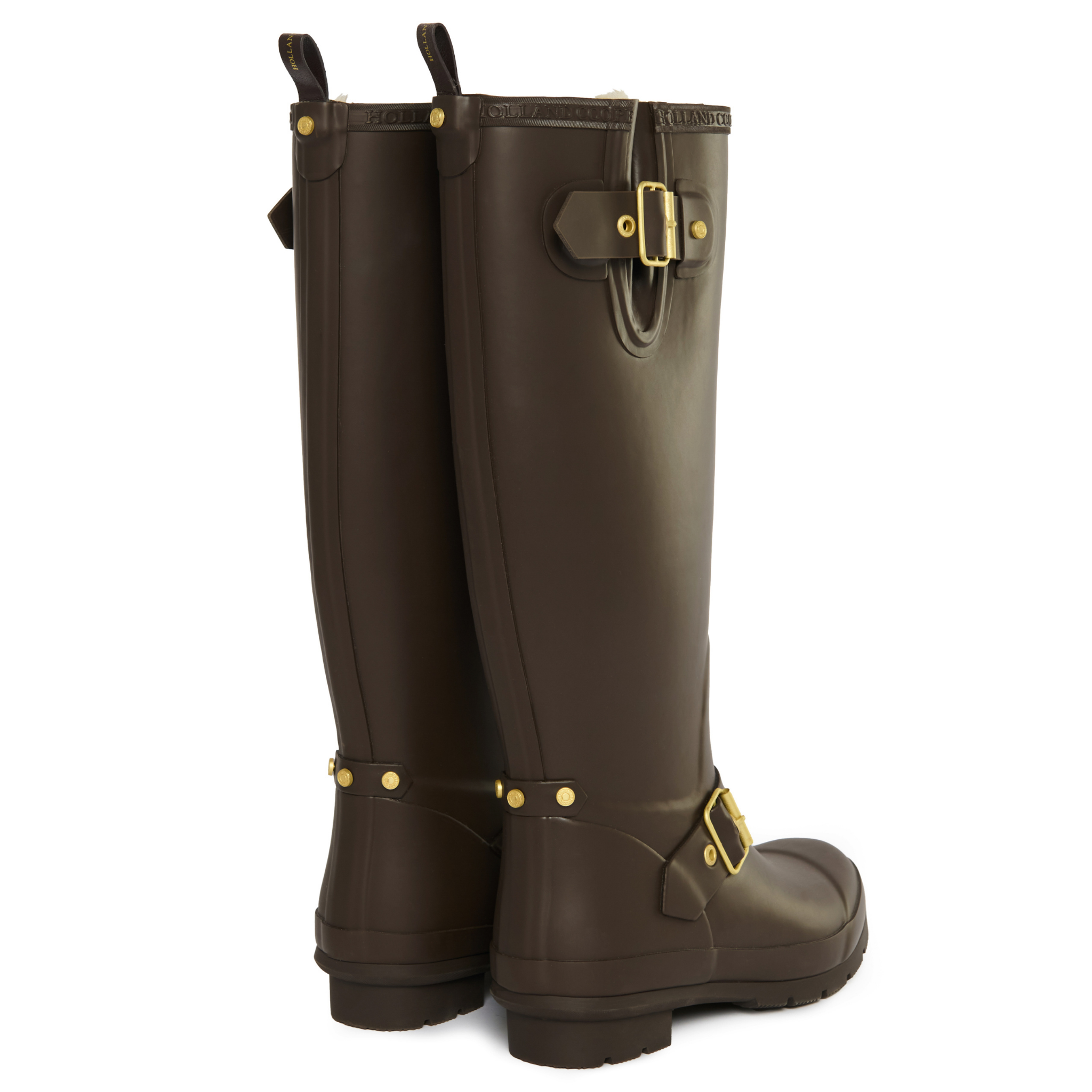 Womens Holland Cooper Chocolate Gold Sherpa Lined Regency Wellies