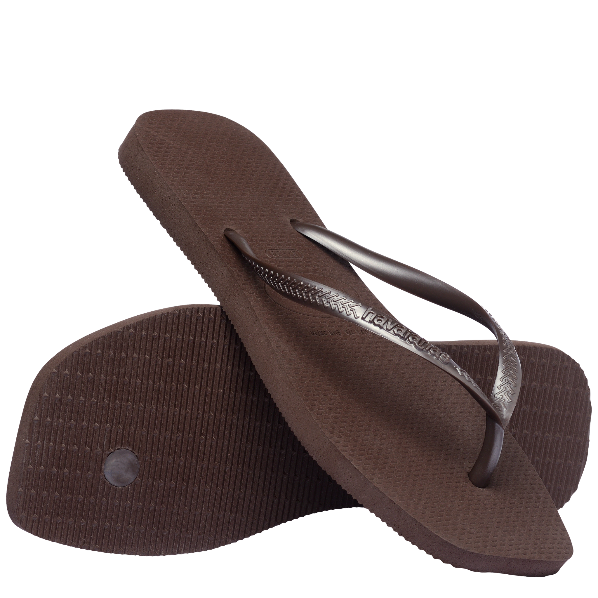 Womens Havaianas Dark Brown Slim Square Flip Flops