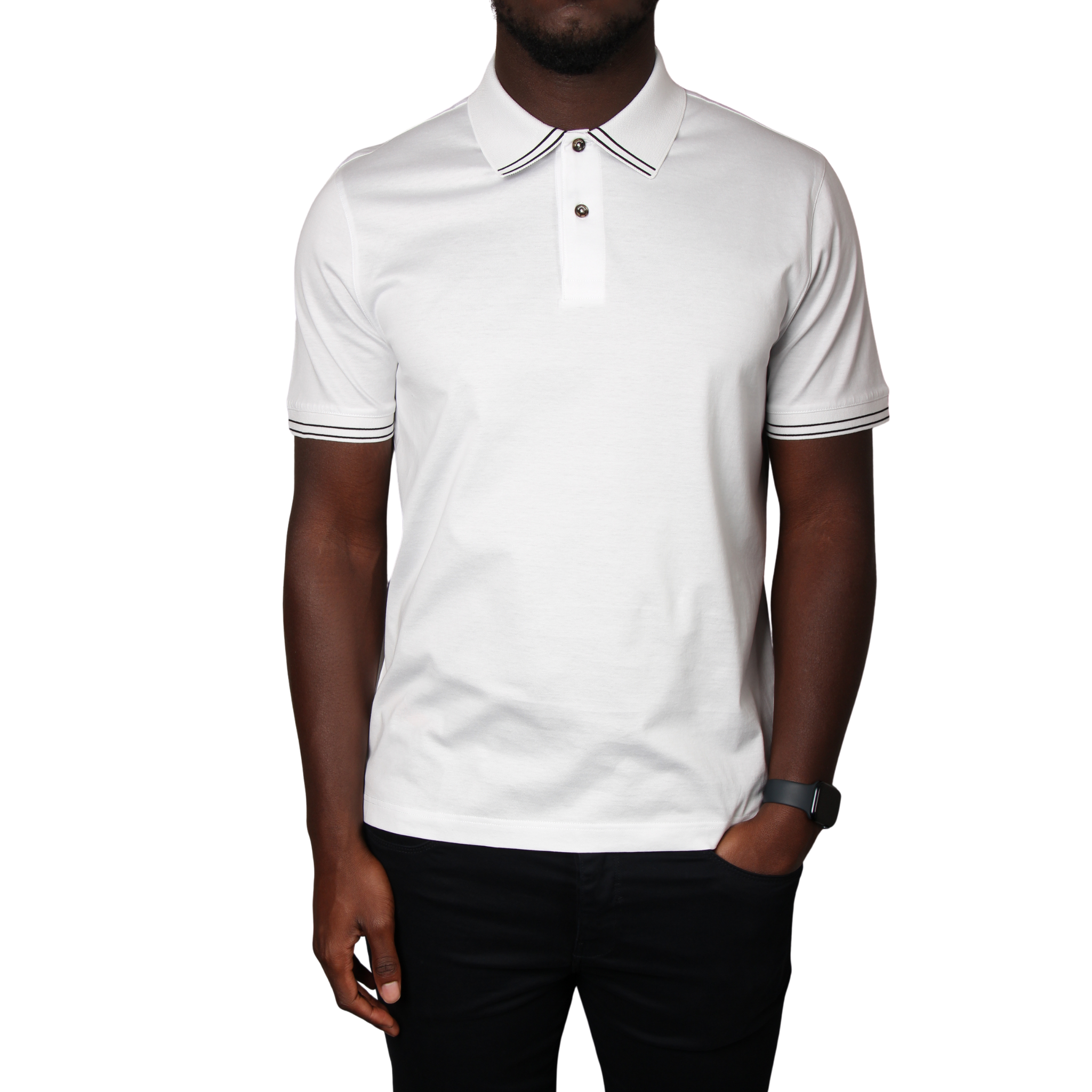 Mens Mercery Optic White Clare Tipped S/s Polo Shirt