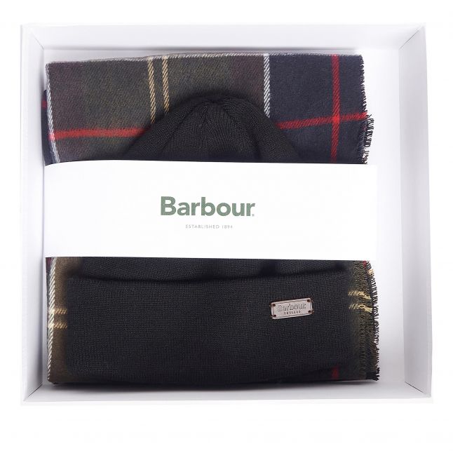 Mens Barbour Classic Tartan Beanie & Tartan Scarf Gift Set