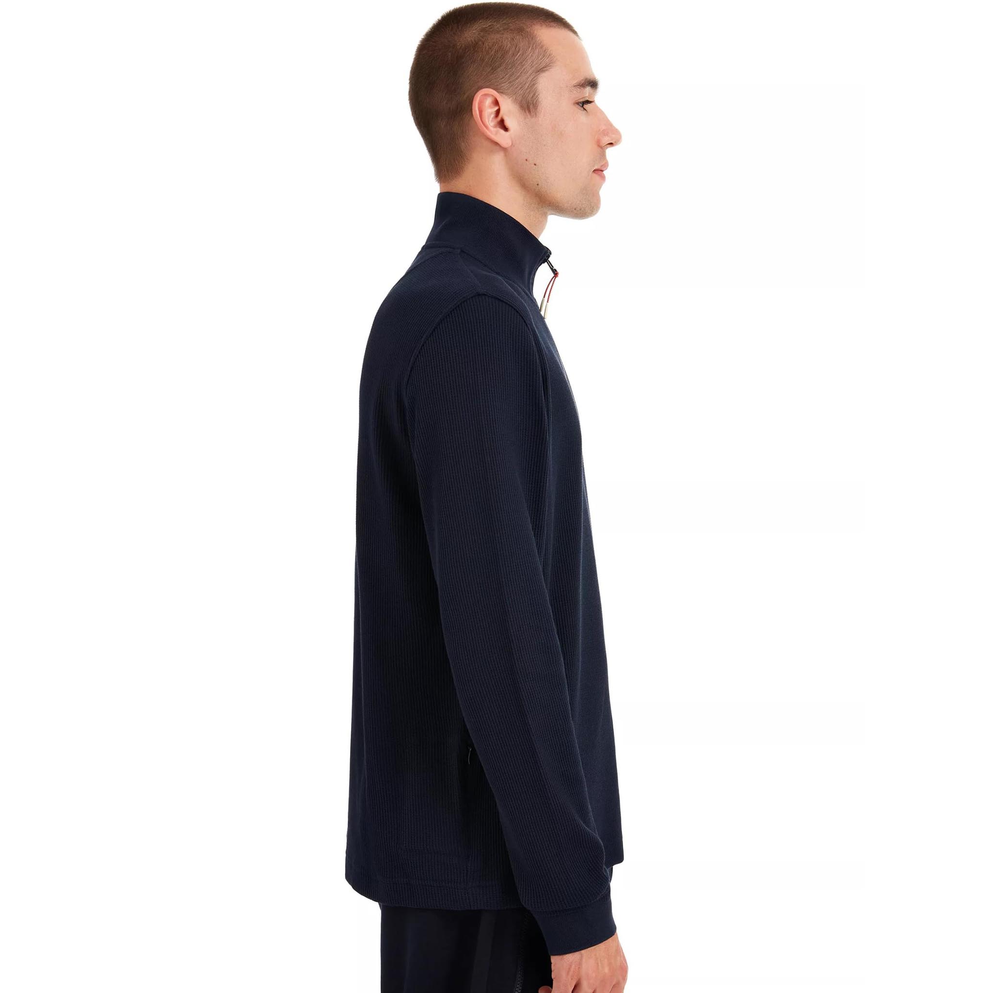 Mens Sealskinz Navy Waffle Forncett 1/4 Zip Sweat