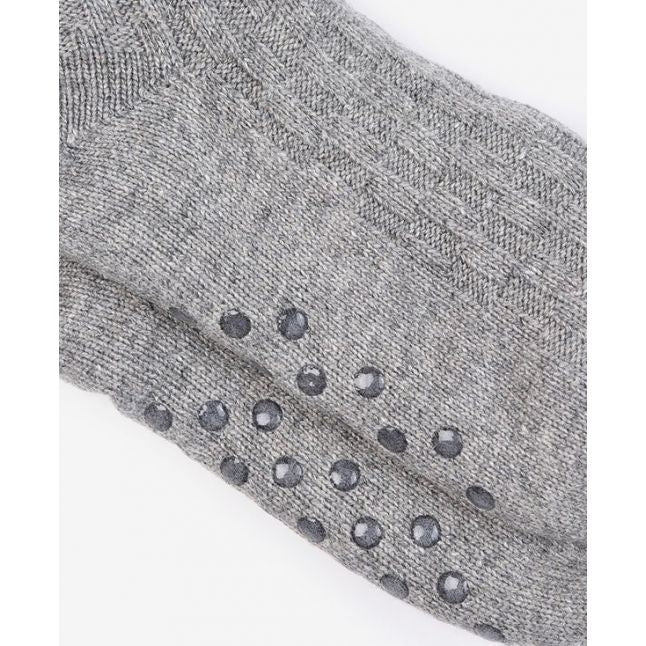 Womens Barbour Grey Melange Cable Knit Lounge Socks