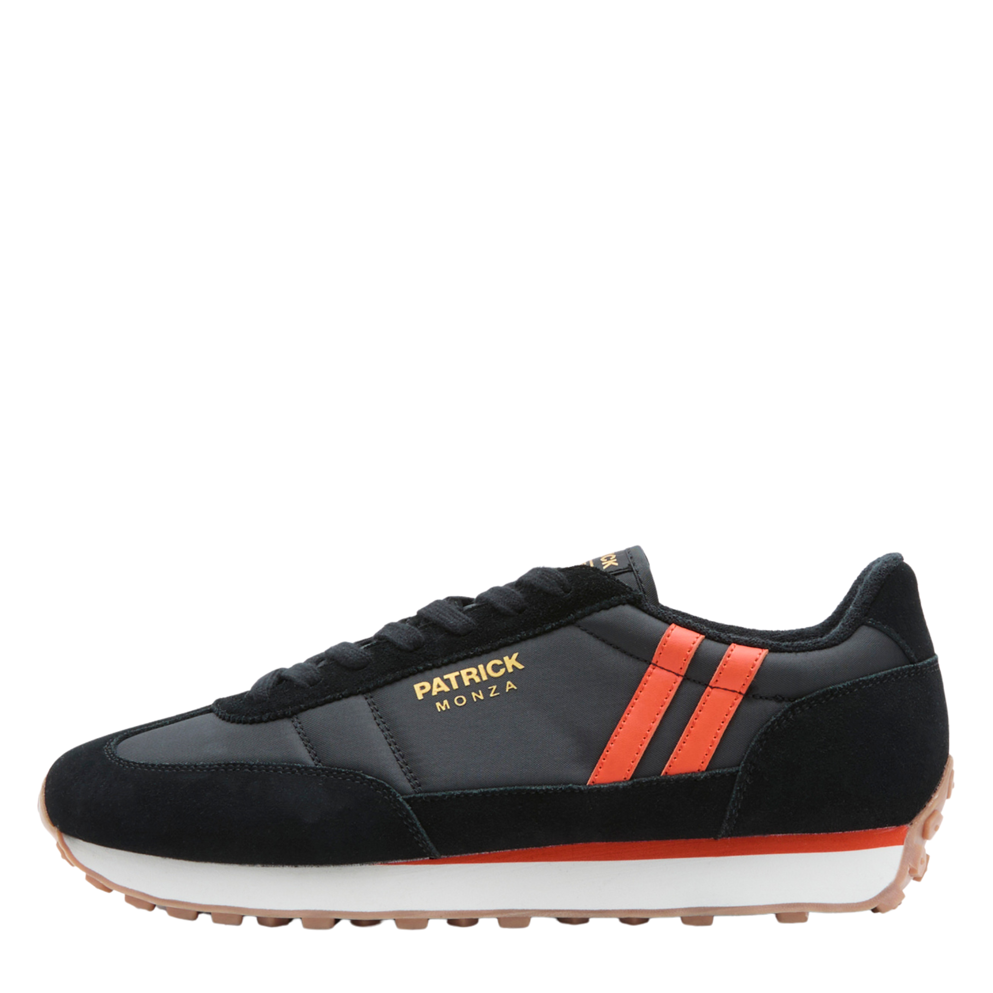 Mens Patrick Black/Orange Monza Trainers