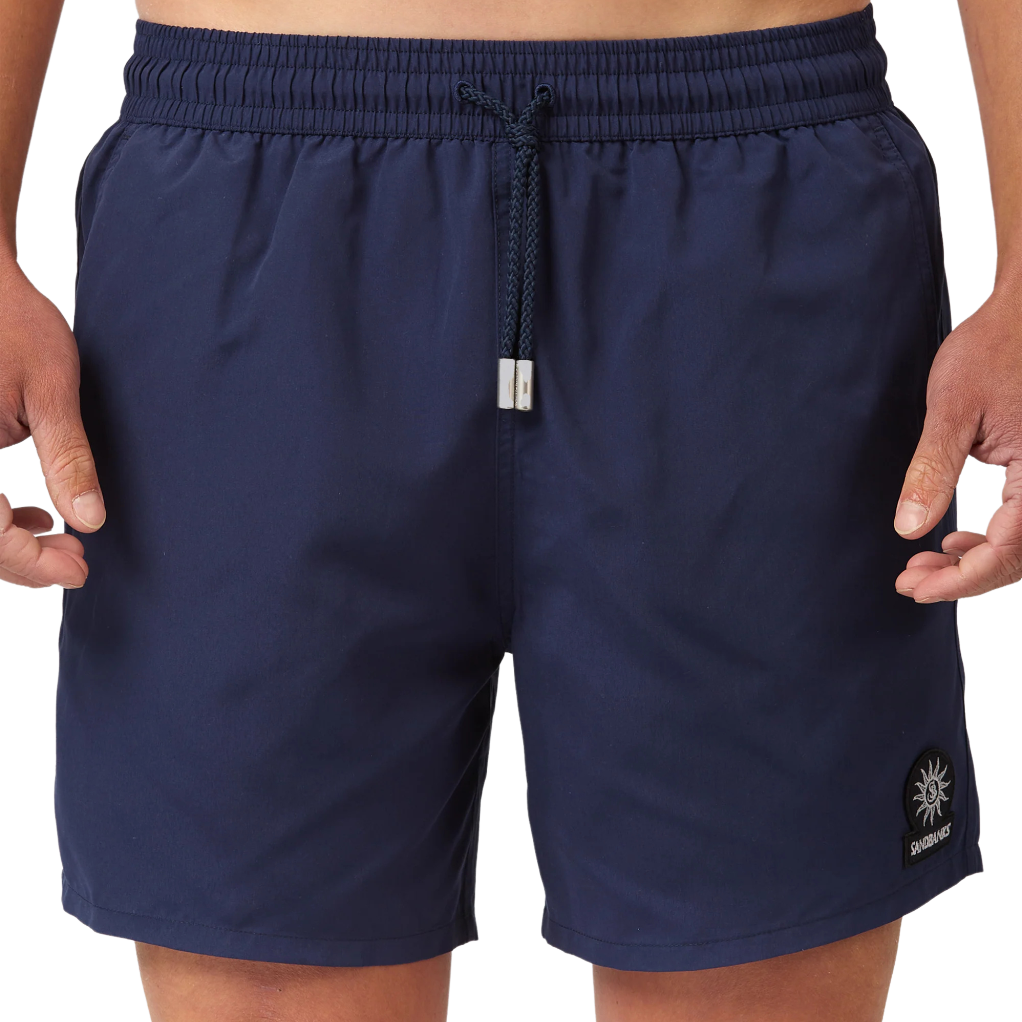 Mens Sandbanks Navy Badge Logo Recycled Swim Shorts