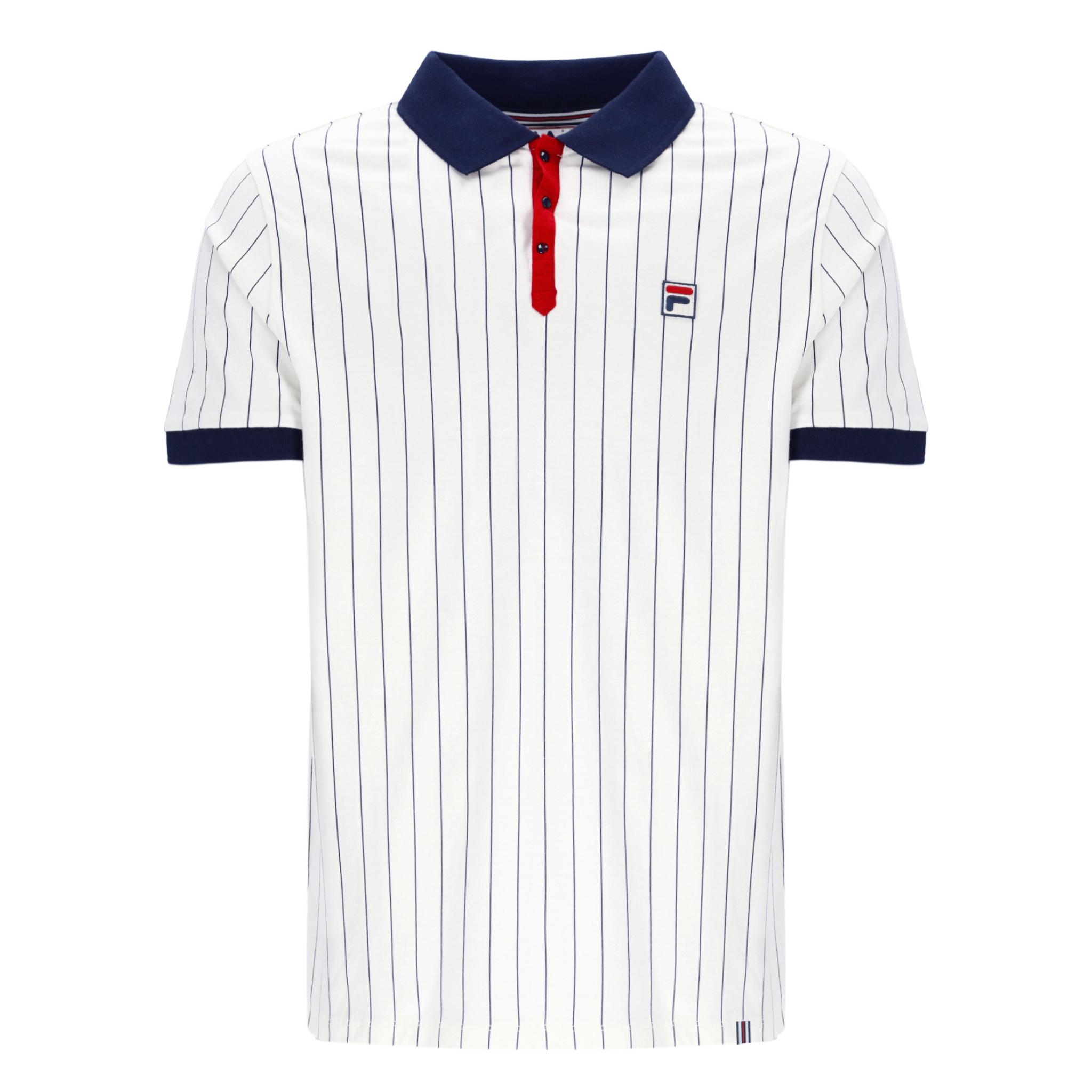 Mens Fila White/Navy/Red BB1 Vintage Striped S/s Polo Shirt