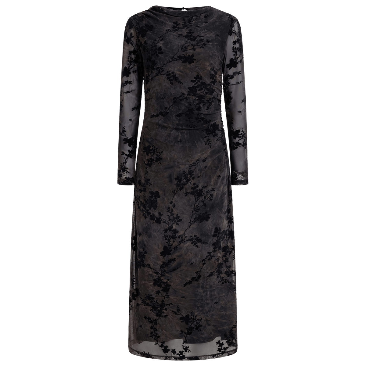 Womens French Connection Black/Brown Kenny Mesh Burnout Midi Dress