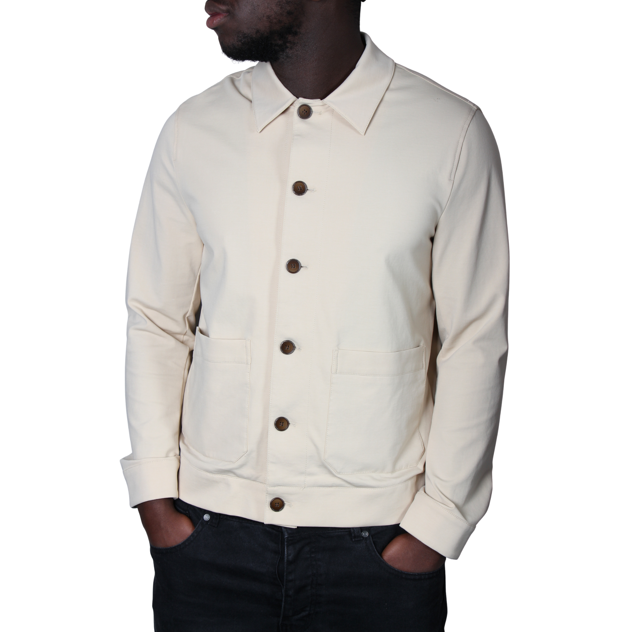 Mens SEINSE Beige Soft Button Overshirt