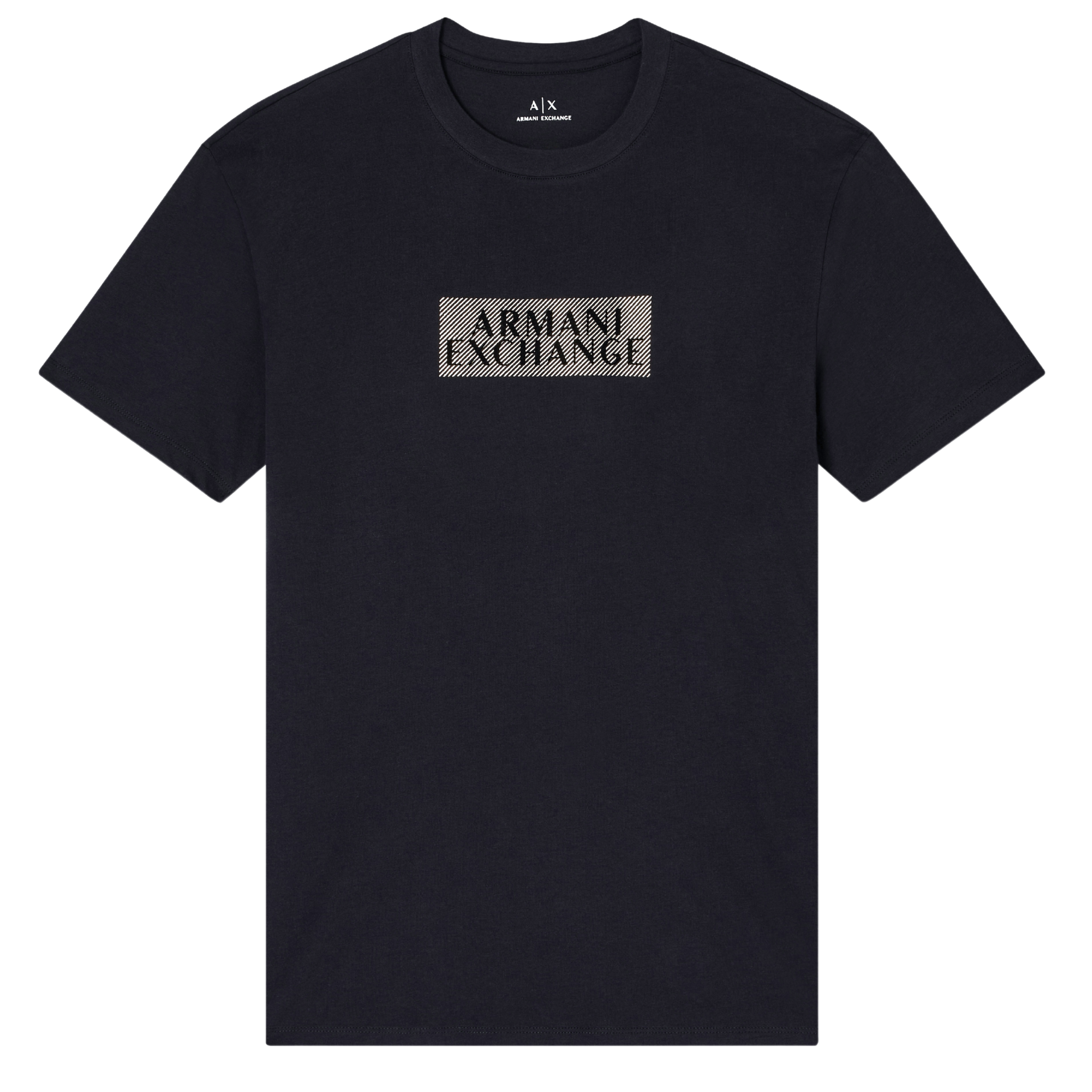 Mens Armani Exchange Black/Diagonal Gold S/s T Shirt