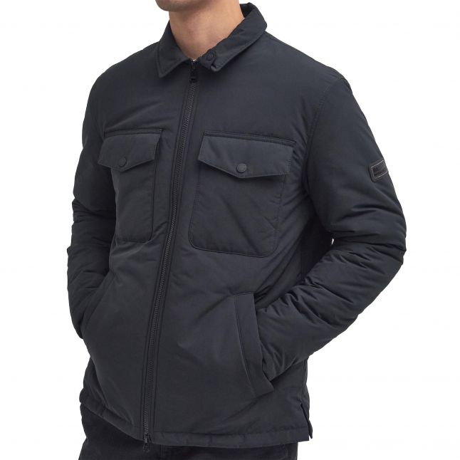Mens Barbour International Black Distill Wadded Zip Overshirt