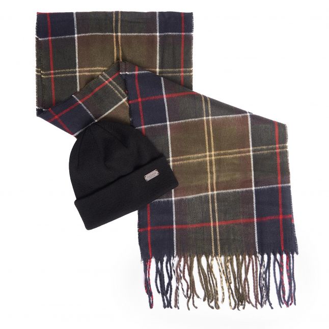 Mens Barbour Classic Tartan Beanie & Tartan Scarf Gift Set