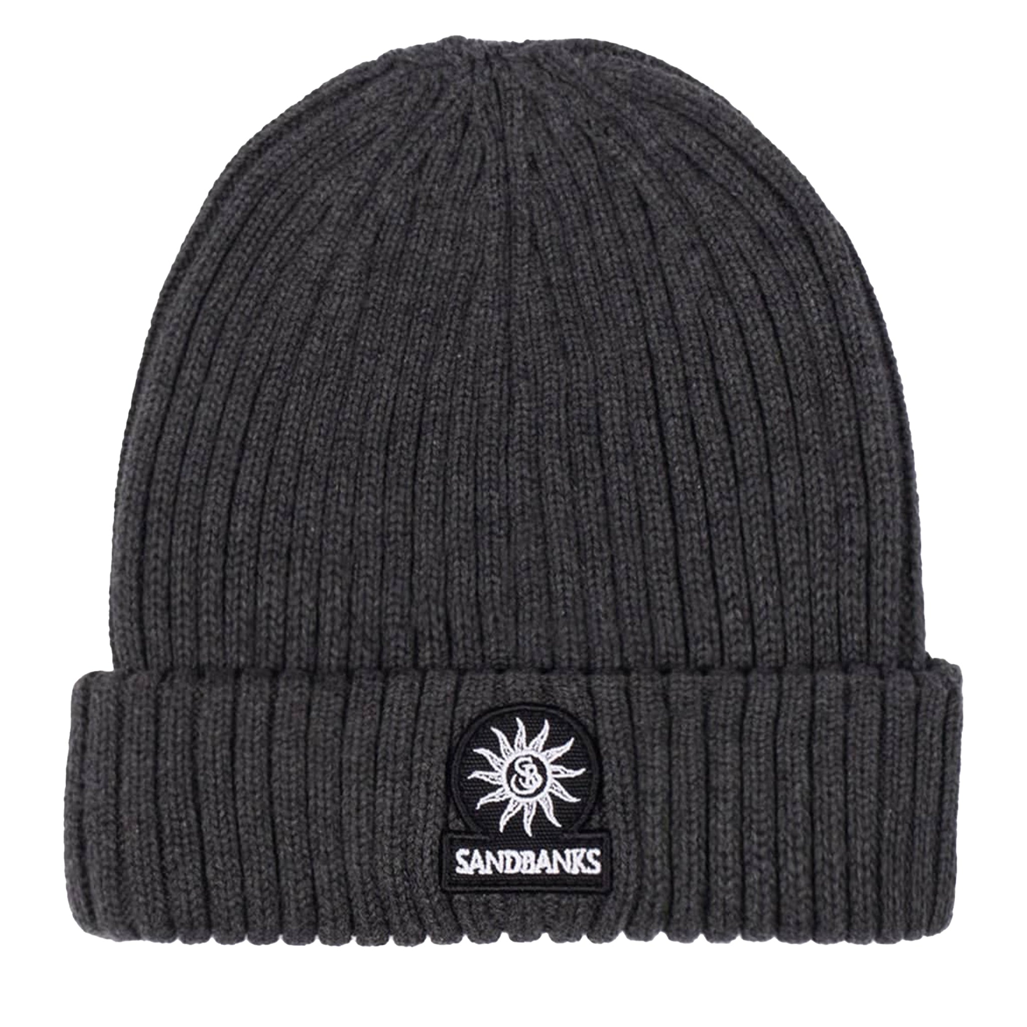 Mens Sandbanks Anthracite Badge Logo Beanie