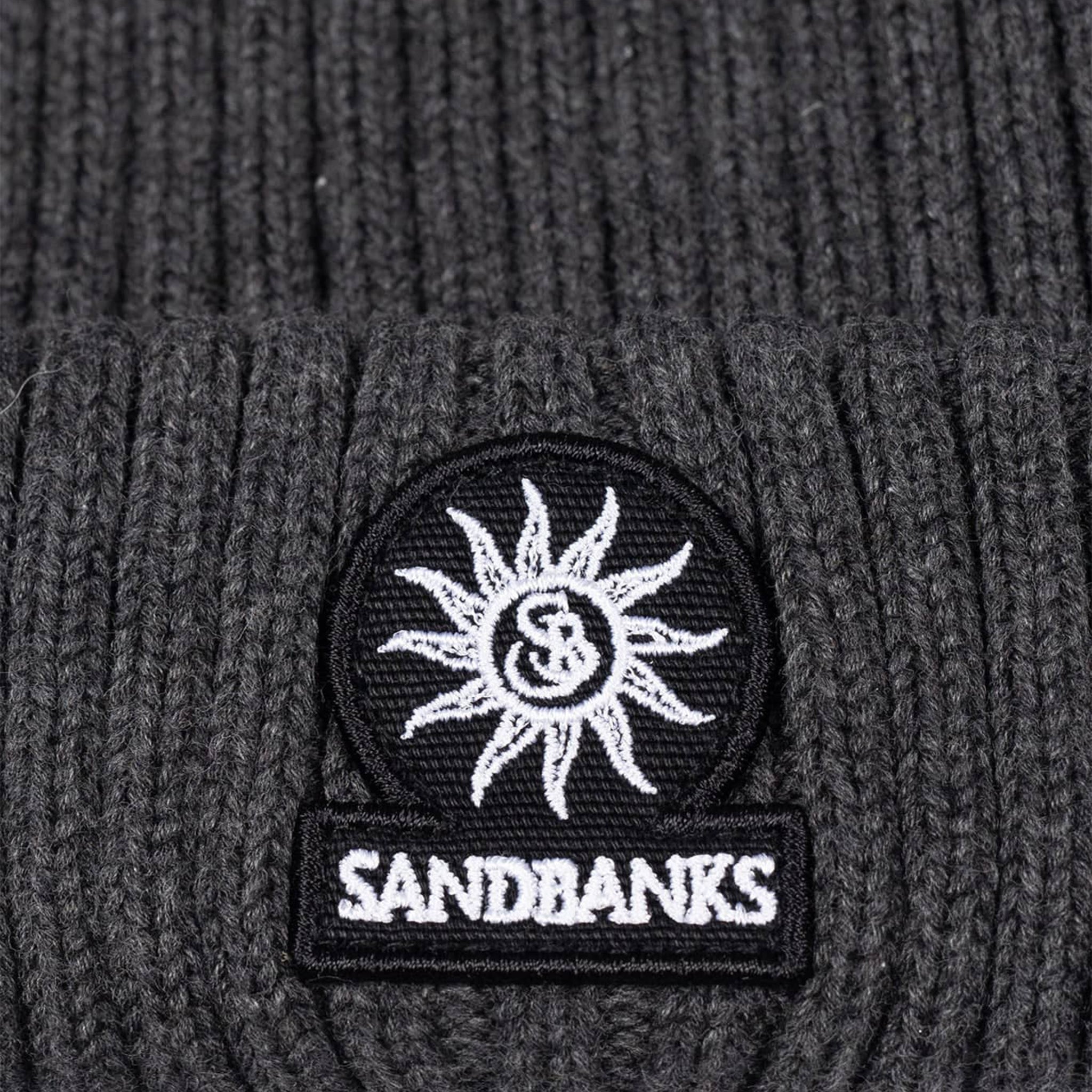 Mens Sandbanks Anthracite Badge Logo Beanie