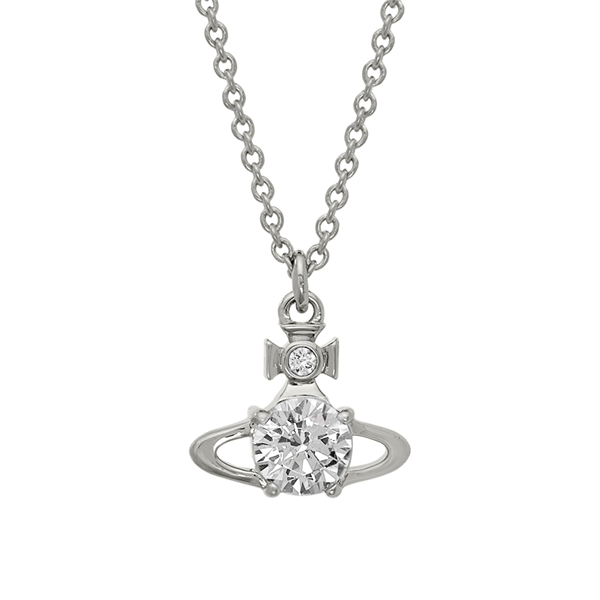 Vivienne Westwood Platinum/White Crystal Reina Pendant Necklace