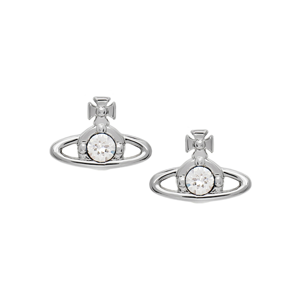 Vivienne Westwood Platinum/Crystal Nano Solitaire Earrings