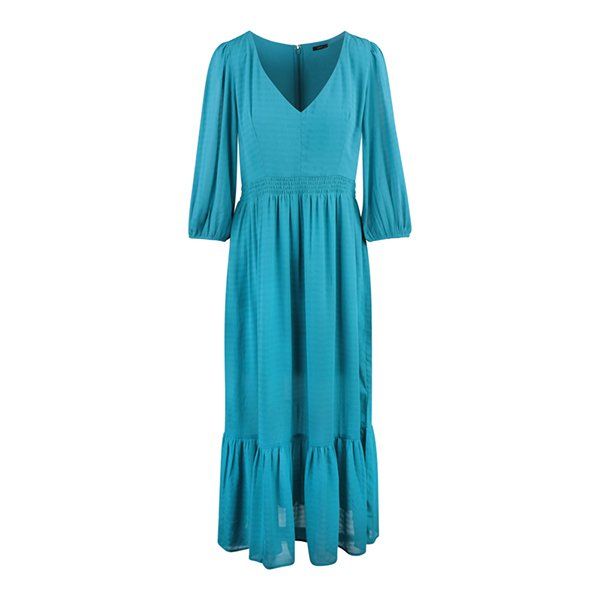 French Connection Dress Womens Mosaic Blue Cora Tiered Midi | Hurleys
