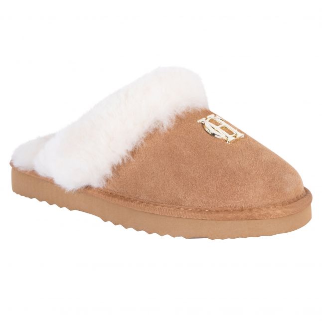Womens Holland Cooper Tan Shearling Slippers