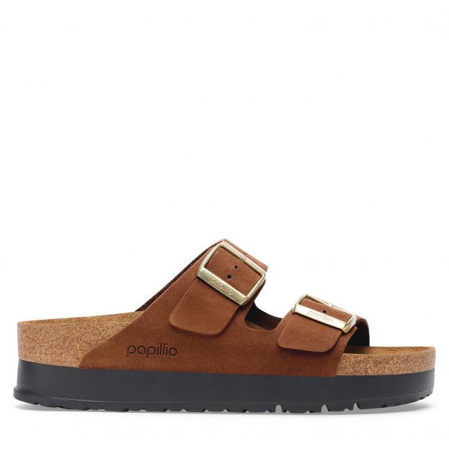 Womens Birkenstock Dark Tea Arizona Flex Platform Sandals