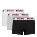 Mens White/Grey/Black Logo 3 Pack Trunks 130635 by Moschino from Hurleys