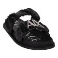 Armani Exchange Sandals Womens Black/Silver Branded Double Strap Sandals