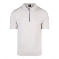 PS Paul Smith Polo Shirt Mens Grey Natural Knitted Zip S/s Polo Shirt