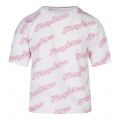 Moschino T Shirt Mens White/Pink Neon Logo Crop S/s T 