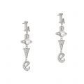 Womens	Platinum/White Roderica Long Earrings 137466 by Vivienne Westwood from Hurleys