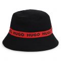 Boys Black Reversible Bucket Hat 134654 by HUGO from Hurleys